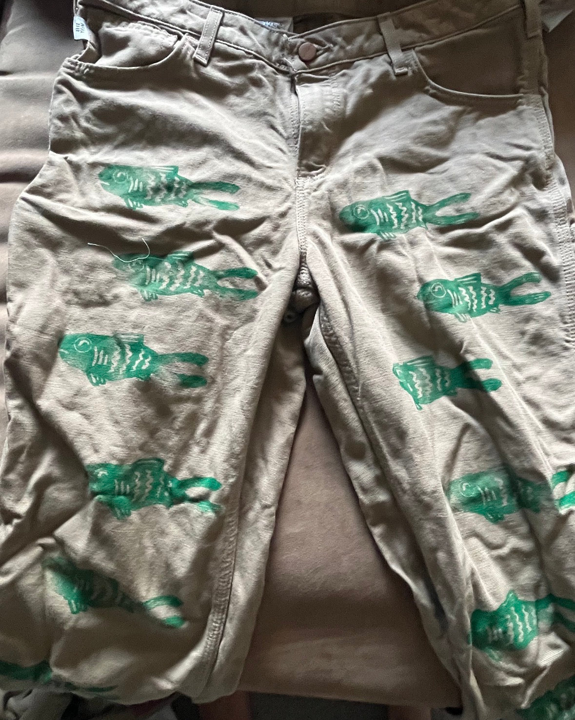 Block printed Carhartt pants